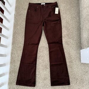 NWT Agolde Nico High Waist Bootcut Velvet Pants Brown Size 28